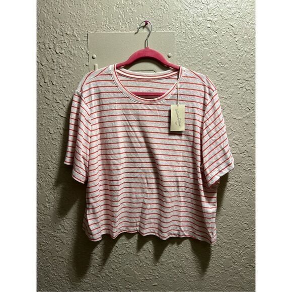 Universal Thread White With Red Stripes T-Shirt Woman’s XXL NEW - Picture 1 of 7